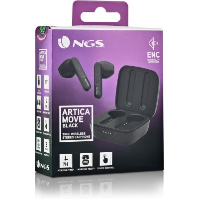 NGS ARTICA MOVE BLACK - Auricolare Wireless Compatibile con Tecnologia Bluetooth 5.3. e TWS  Controllo Touch