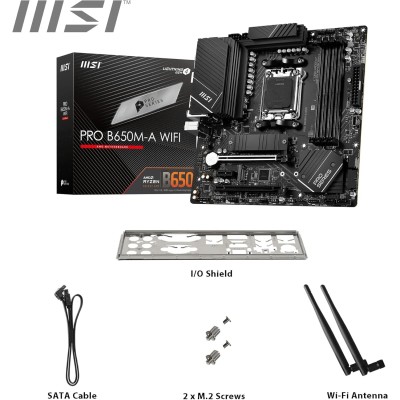 MSI Pro B650M-A Wi-Fi AMD B650 4*DDR5 2*M.2 4*SataIII skAM5 HDMI/DP mATX