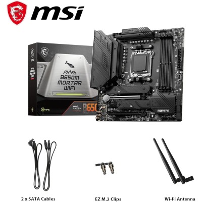 MSI MAG B650M Mortar Wi-Fi AMD B650 4*DDR5 2*M.2 6*SataIII skAM5 HDMI/DP mATX