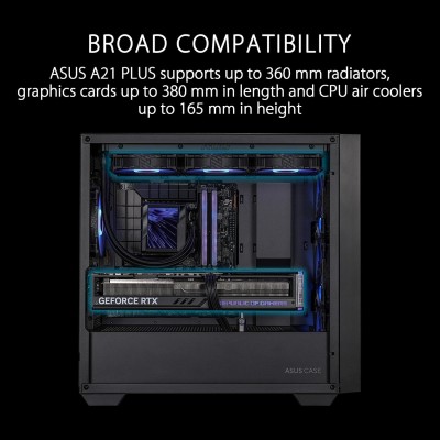 Asus A21 Plus TG ARGB Black Mini Tower No-Power Vetro Temperato minITX/mATX