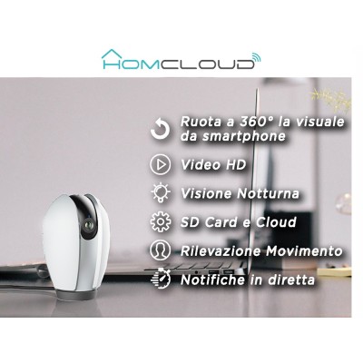 Homcloud - Telecamera Wi-Fi Speed 4S Pan&Tilt rotazione 355° e 90° - NUOVO