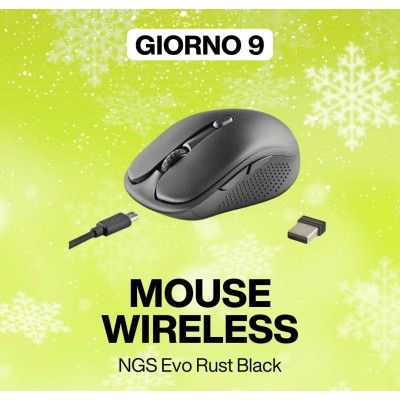 NGS EVO RUST BLACK - Mouse Ricaricabile Wireless da 2,4 GHz