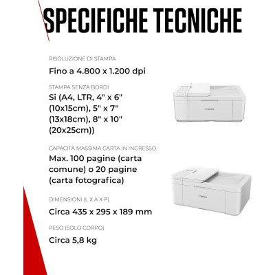 Canon PIXMA TR4751i Stampante Multifunzione InkJet a colori A4 8,8/4,4 ipm Wi-Fi Bianco