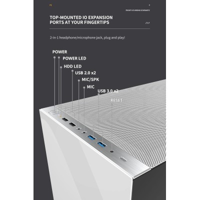 Geometric Future Lohan Case Mid Tower No-Power Vetro Temperato minITX/mATX/ATX/SSI-EEB Bianco