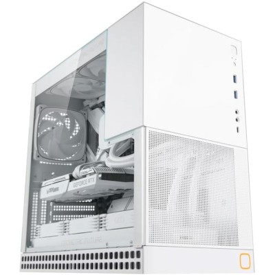 Geometric Future King Arthur Case Mid Tower No-Power Vetro Temperato minITX/mATX/ATX/E-ATX Bianco