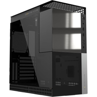 Geometric Future Caliburn Case Mid Tower No-Power Vetro Temperato minITX/mATX/ATX/E-ATX Nero e Argento