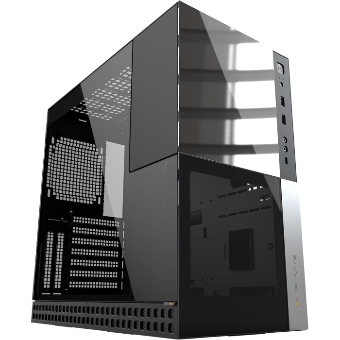 Geometric Future Caliburn Case Mid Tower No-Power Vetro Temperato minITX/mATX/ATX/E-ATX Nero e Argento