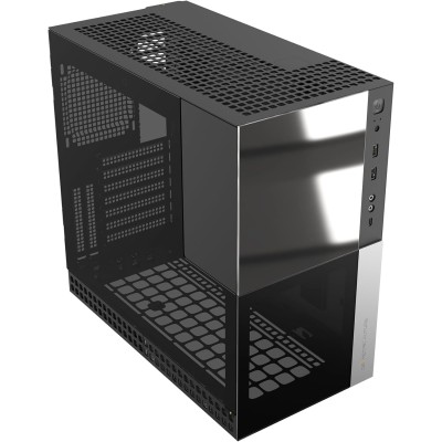 Geometric Future Caliburn Case Mid Tower No-Power Vetro Temperato minITX/mATX/ATX/E-ATX Nero e Argento