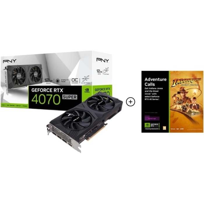 PNY GeForce RTX 4070 Super VERTO Dual Fan OC 12GB GDDR6X DLSS3 1*HDMI/3*DP PCi Ex 4.0 16x