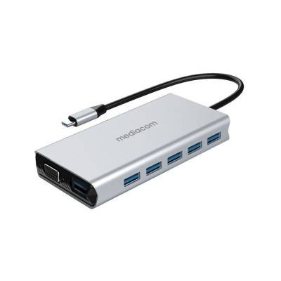 Mediacom MD-C317 Adattatore USB-C to 2*HDMI/5*USB3.0/SD/GLAN