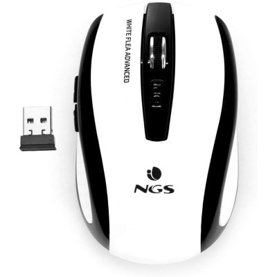 NGS Flea Advanced RF Mouse Wireless Ottico 1600DPI 6 Tasti Nero/Bianco