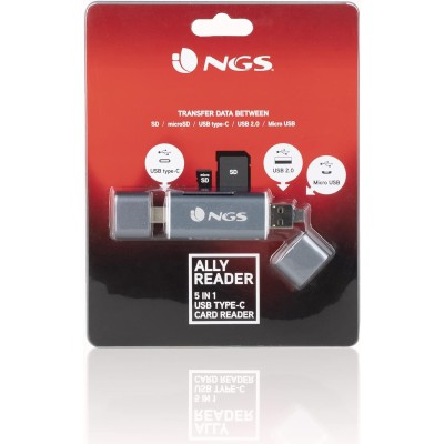 NGS Ally Reader Card Reader microUSB/Type-C microSD/SD Grigio