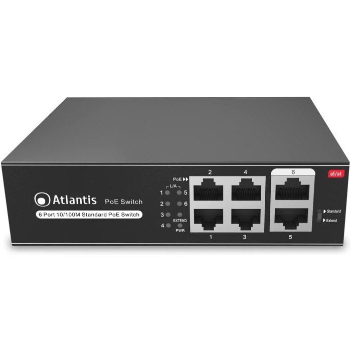 Atlantis Land NetPower F6P4-65W Switch Fast Ethernet PoE 4 porte