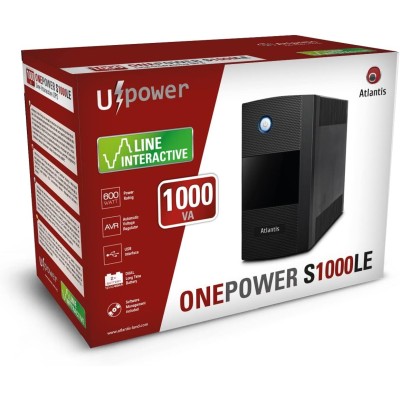 Atlantis Land OnePower S1000LE UPS Line Interactive 1000VA/600W USB 3xSchuko