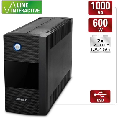 Atlantis Land OnePower S1000LE UPS Line Interactive 1000VA/600W USB 3xSchuko