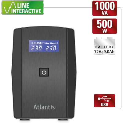 Atlantis Land OnePower S120 UPS Line Interactive 1000VA/500W USB 4xIEC