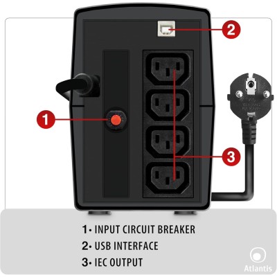 Atlantis Land OnePower S120 UPS Line Interactive 1000VA/500W USB 4xIEC