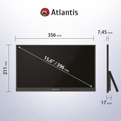 Atlantis A05-P156WP Monitor Portatile 15,6" IPS 60Hz Full HD 25ms Multimediale Mini-HDMI/2*USB-C