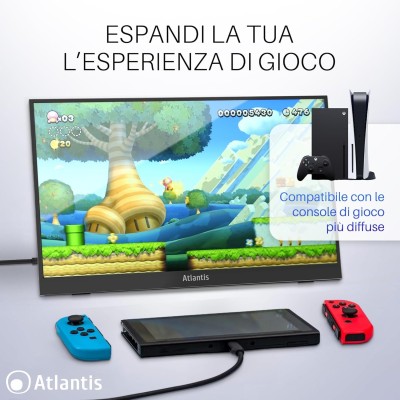 Atlantis A05-P156WP Monitor Portatile 15,6" IPS 60Hz Full HD 25ms Multimediale Mini-HDMI/2*USB-C