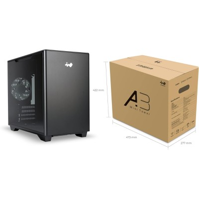 In Win A3 BLACK Mini Tower Vetro Temperato No-Power mini ITX/microATX Nero