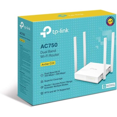 TP-Link Archer C24 Router Wireless 750Mbps Dual Band Bianco