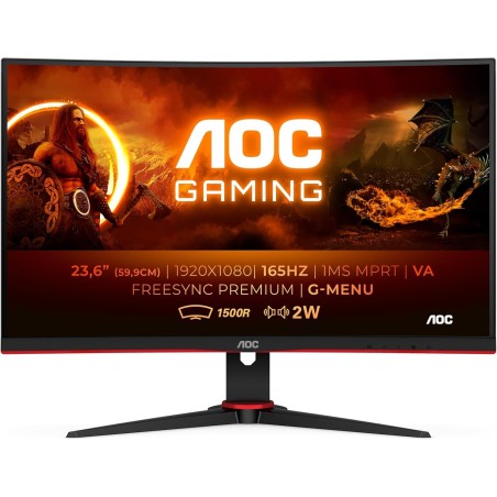 AOC C24G2AE/BK Monitor Curvo 24" VA 165Hz FullHD 1ms Multimediale FreeSync VGA/HDMI/DP