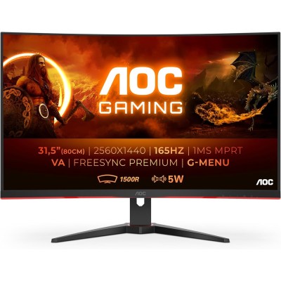 AOC CQ32G2SE Monitor Curvo 31.5" VA 165Hz QHD 1ms Multimediale FreeSync HDMI/DP