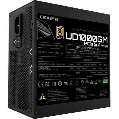 GIGABYTE UD1000GM PG5 Alimentatore 1000W Nero  Modulare 80+ Gold PCI-EX 5.0 PFC Attivo ATX