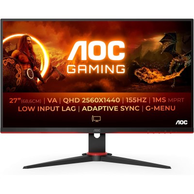 AOC Q27G2E/BK Monitor 27" 155Hz VA QHD 1ms A-Sync HDMI/DP