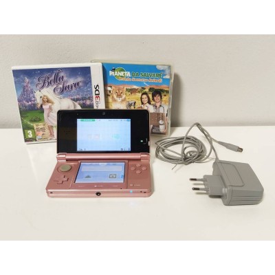 Nintendo 3DS Rosa con 2 giochi omaggio e alimentatore