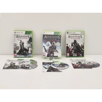 Lotto 3 Giochi Microsoft XBOX360 ** ASSASSIN'S CREED ** II - III - Revelation