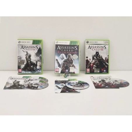 Lotto 3 Giochi Microsoft XBOX360 ** ASSASSIN'S CREED ** II - III - Revelation