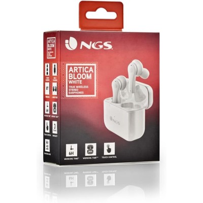 NGS AURICOLARI STEREO BLUETOOTH 5.1 ARTICA BLOOM + BASE DI RICARICA + Touch sensor + Vivavoce WHITE