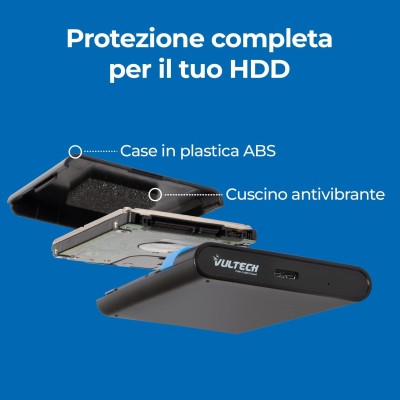 Vultech GS-15U3 Box Case Esterno per Disco rigido 2.5” Sata III SSD/HDD fino a 9.5 mm