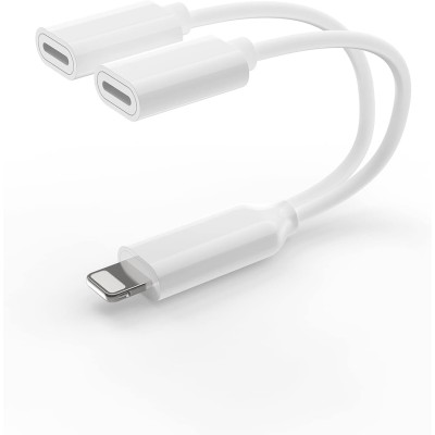 Adattatore Cuffie iPhone Lightning a 2 Lightning, AUX Dual Lightning + Caricatore per Cavo Splitter Compatibile con iPhone