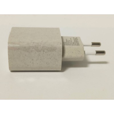 Caricabatteria in Fibra di Paglia 20W PD+QC Quick Charger USB-A Type-C