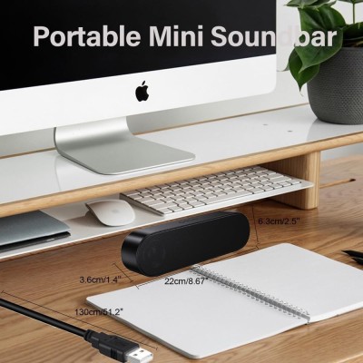 Mini Altoparlante USB Stereo Sound Mini Casse Soundbar Portatile per Tablet Desktop Laptop  - Nero