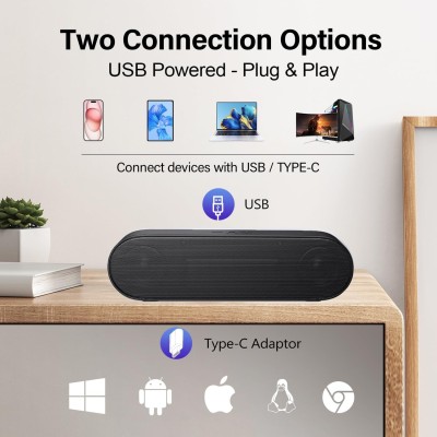 Mini Altoparlante USB Stereo Sound Mini Casse Soundbar Portatile per Tablet Desktop Laptop  - Nero