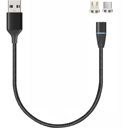 Cavo Magnetico Ricarica Rapida e Trasferimento Dati per Smartphone Micro-USB/USB-C intrecciato nero