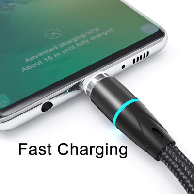 Cavo Magnetico Ricarica Rapida e Trasferimento Dati per Smartphone Micro-USB/USB-C intrecciato nero