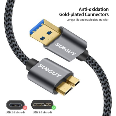 Micro cavo di ricarica USB 3.0, cavo da 0.3M 5Gbps da USB A a Micro USB per hard disk