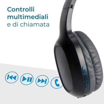 VULTECH CUFFIE BLUETOOTH 5,3 CRAB2, NERE, MICROFONO, CONTROLLO TRACCIA, CONNETTORE TYPE C, BATTERIA